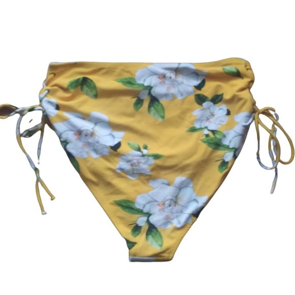Cupshe swim bikini bottoms - High rise -XXL - Yellow with white floral details - Picture 3 of 9